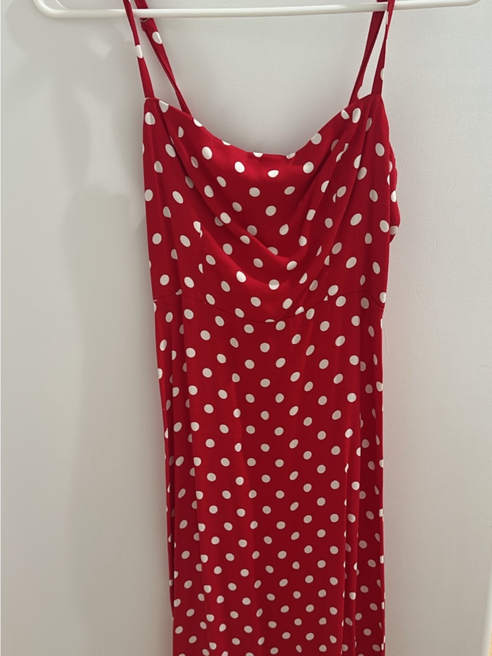 Reformation Red and White Polka Dot Midi Dress - Picture 4 of 7